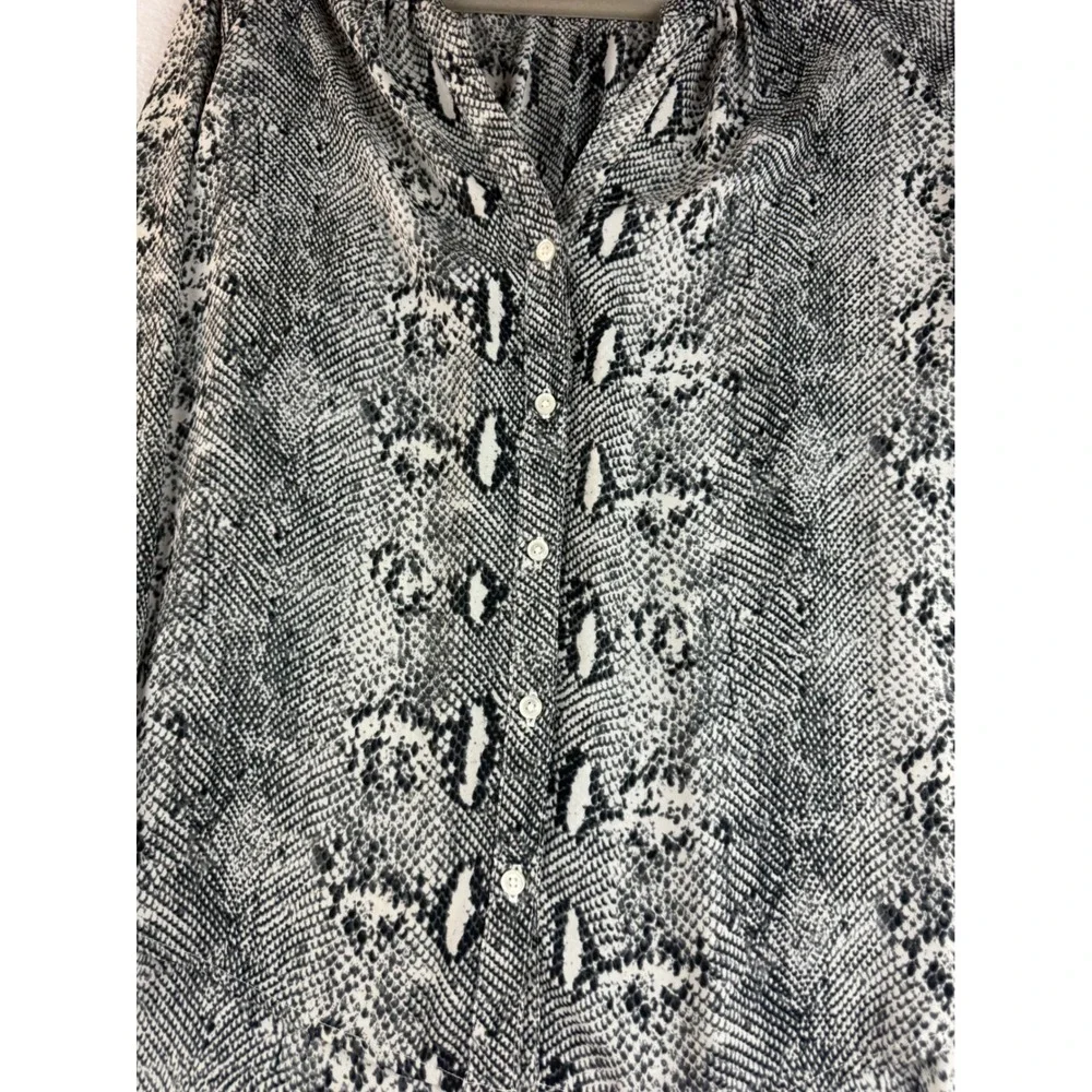 J. Crew Snakeskin Print Blouse Top Button Front Long‎ Sleeve Womens